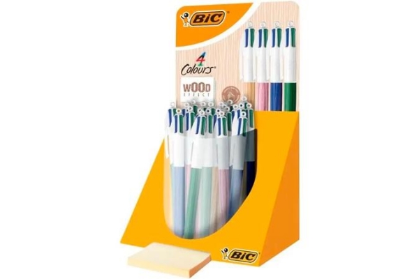 BIC BOLÍGRAFO 4 COLORES WOOD EFFECT EXPOSITOR 30 C SURTIDOS