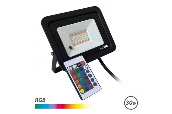 ELBAT FOCO LED RGB 30W - CONTROL REMOTO - IP65 - IDEAL PARA EXTERIOR