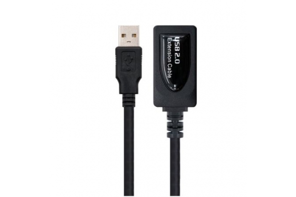CABLE ALARGADOR USB CON AMPLIFICADOR NANOCABLE 10.01.0211 A-MACHO A-HEMBRA - 5M - NEGRO