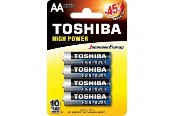 PACK DE 4 PILAS AA TOSHIBA HIGH POWER LR6  1.5V  ALCALINAS