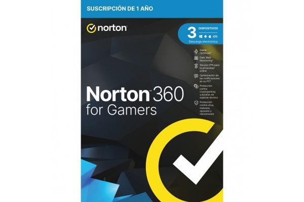 ANTIVIRUS NORTON 360 FOR GAMERS 50GB ESPAñOL 1 USUARIO 3 DISPOSITIVOS 1 AñO IN BOX