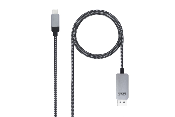 NANOCABLE CABLE CONVERSOR USB-C MACHO A DISPLAYPORT MACHO 1.80M - COLOR NEGRO PLATA