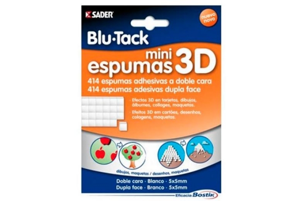 BOSTIK BLU TACK MASILLA MINI ESPUMAS ADHESIVAS 3D DOBLE CARA 5X5MM 414 MINI ESPUMAS
