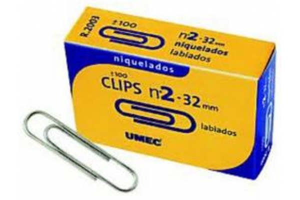 UMEC CLIPS NIQUELADOS Nº 2 - 32MM CAJA DE 100 -10 CAJAS-