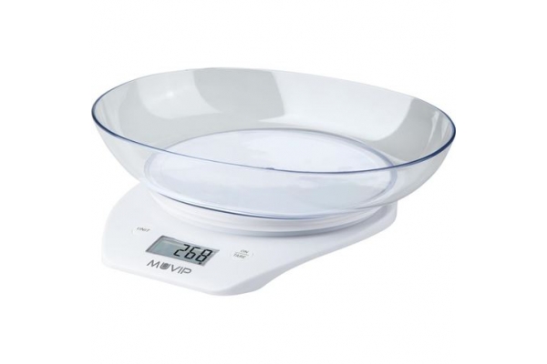 Muvip Bascula de Cocina Digital con Bol - Bol Transparente de 1.5L - Sensor de Alta Precision - Peso Max. 5kg