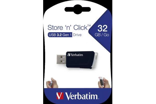 VERBATIM PENDRIVE STORE´N´CLICK 32GB USB 3.2 C RANURA PARA COLGAR NEGRO